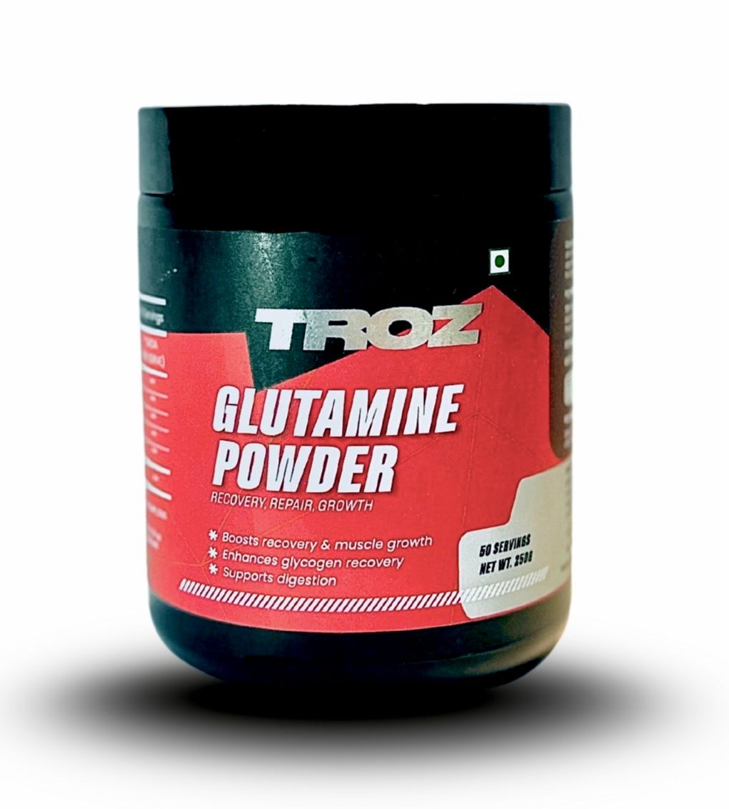 Troz L-Glutamine Powder 5000 mg (250 GM,50 Servings) For Speeds Up Post Workout Growth & Recovery Supplement | Good For Digestive Health - Tested & Trusted, No Artificial Filler - Unflavored